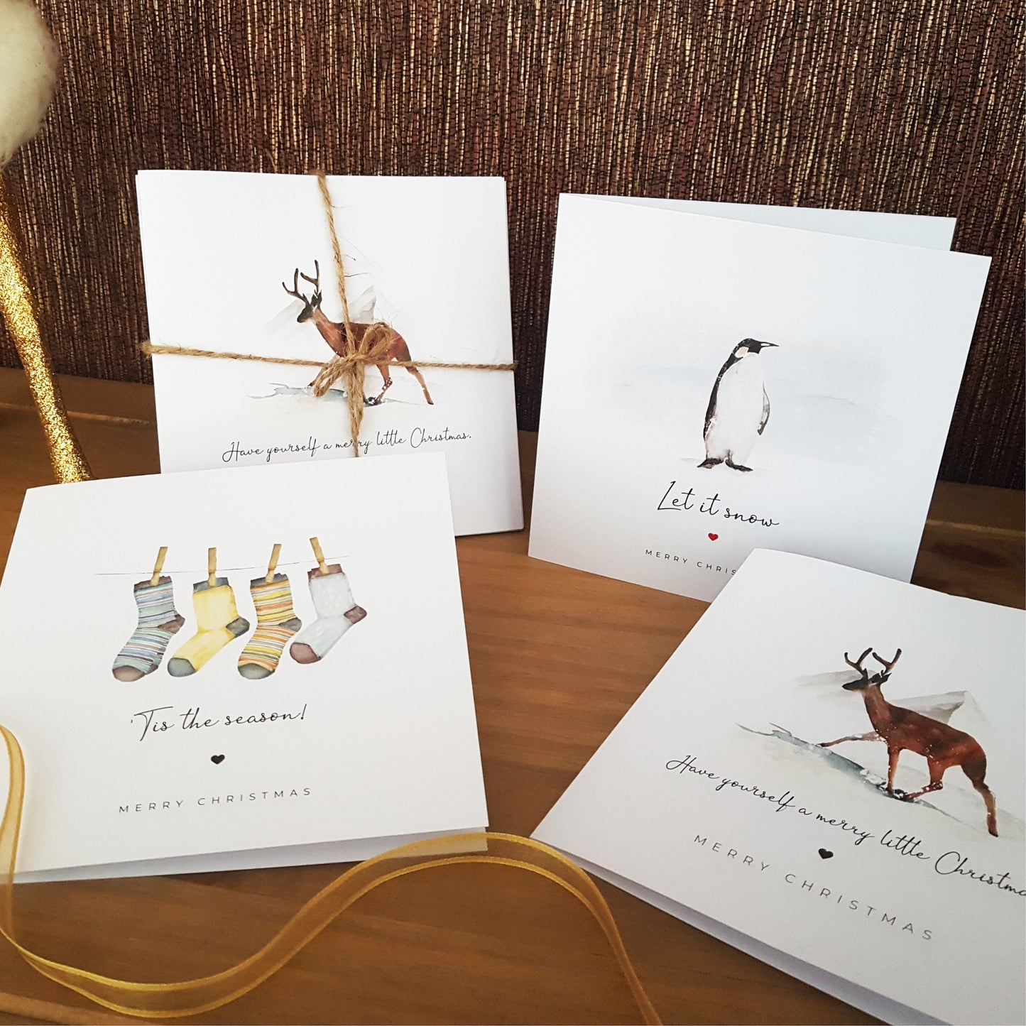 Pack of 6 christmas cards with animal designs