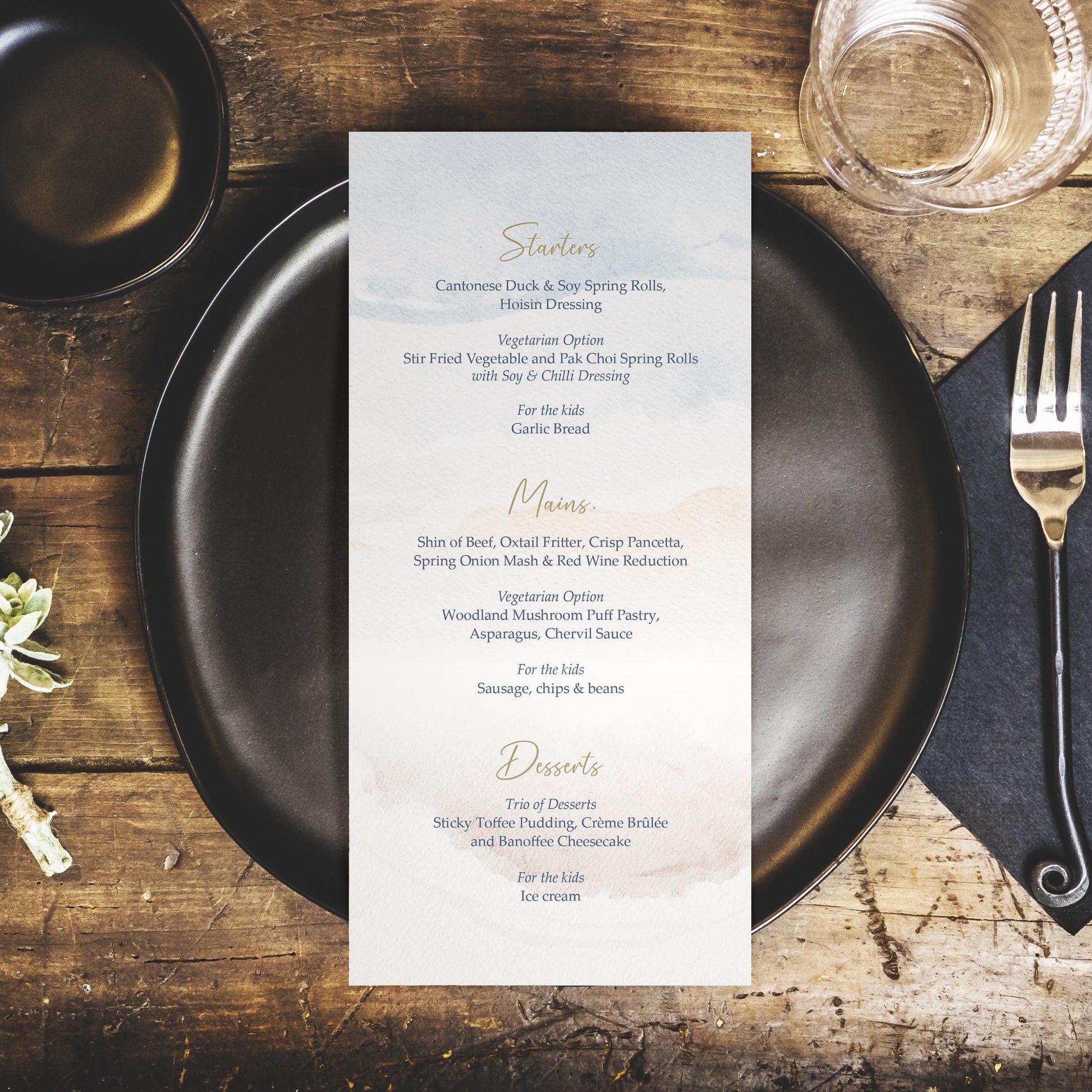 Beach sea and sand wedding menus personalised perfect for a destination coastal wedding