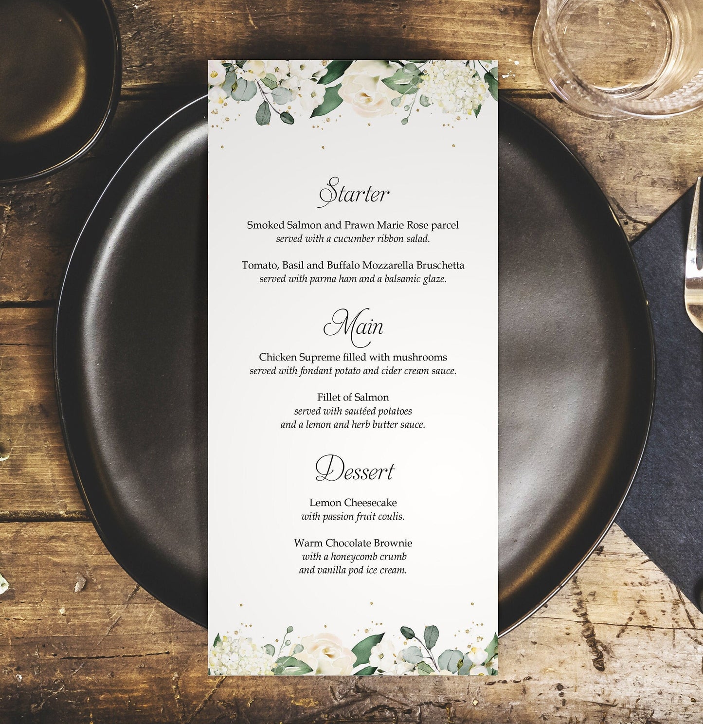 Personalised Wedding Menus – DL Size Floral Menu Cards