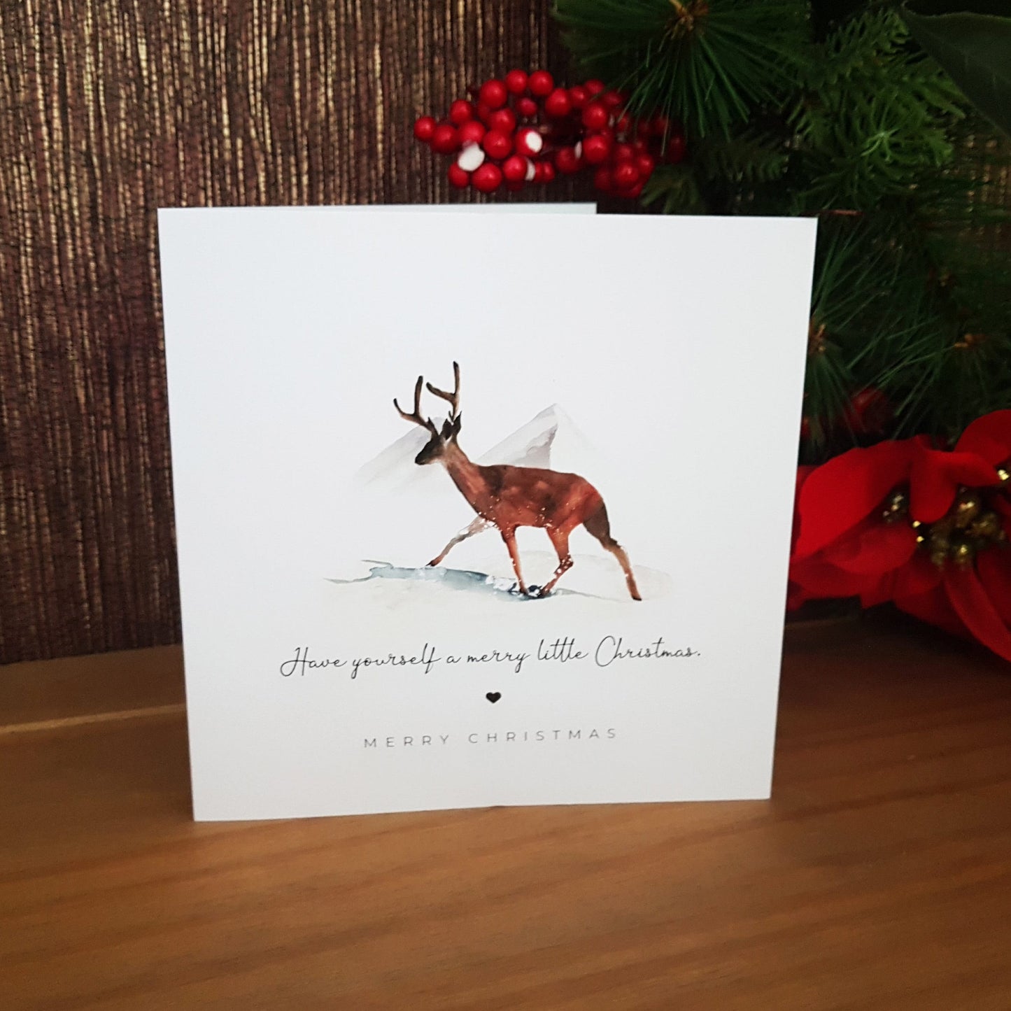 Handmade Christmas Cards - Set of 6 Folded Xmas Cards With Kraft Envelope Set