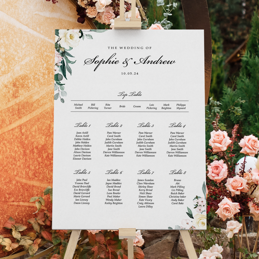 Wildflower Table Plan Seating Chart Sign