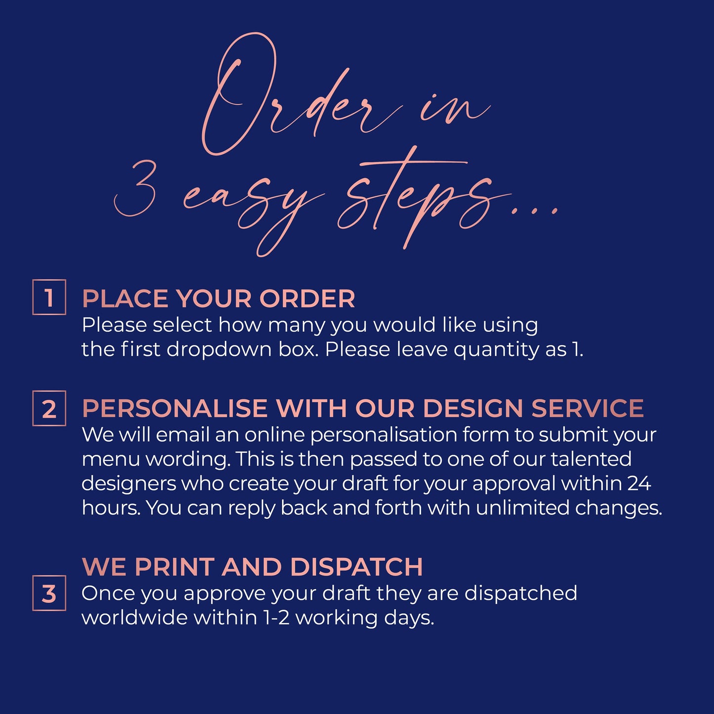 Personalised Wedding Menus – DL Size Floral Menu Cards