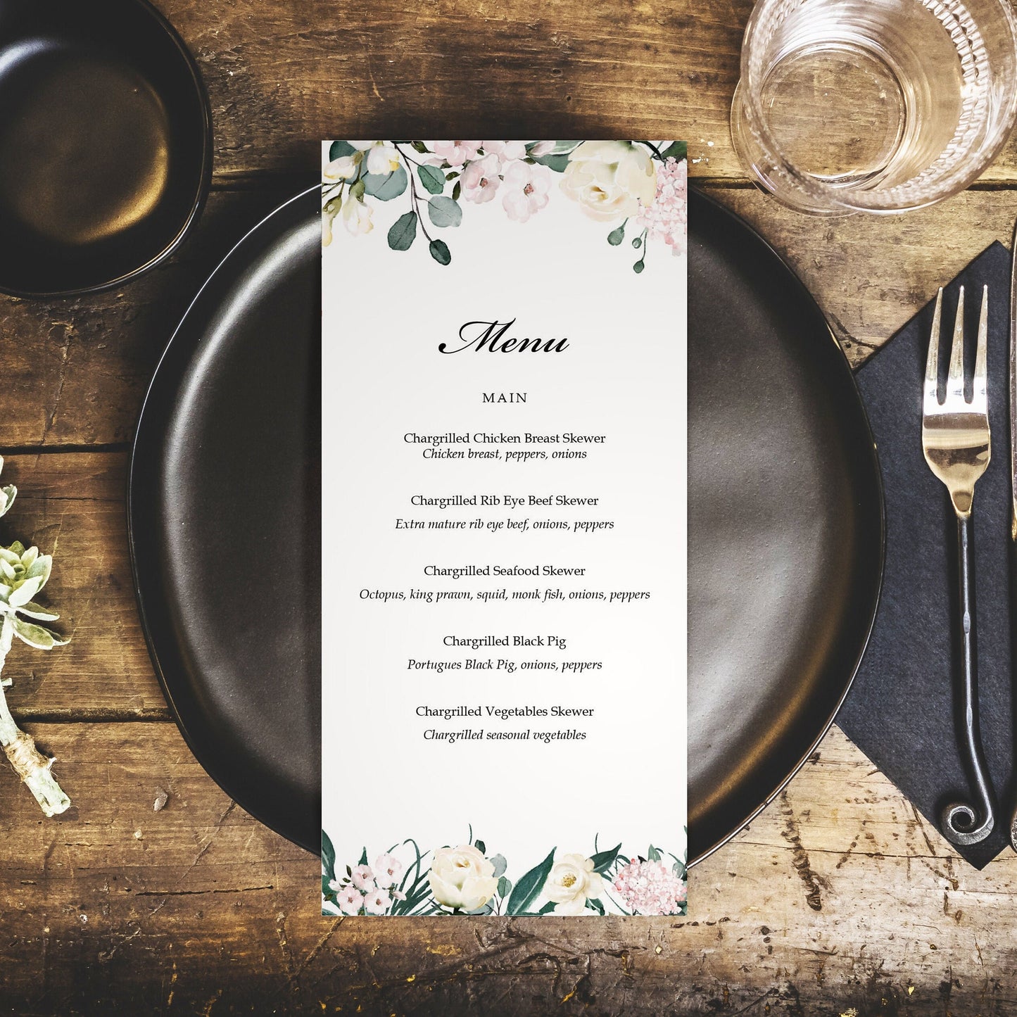 Wild Flower Wedding Menus – Personalised DL Size Menus
