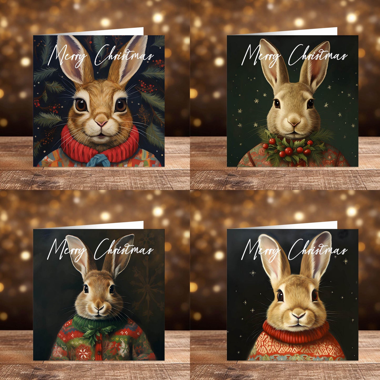 Hare Novelty christmas cards pack with envelopes