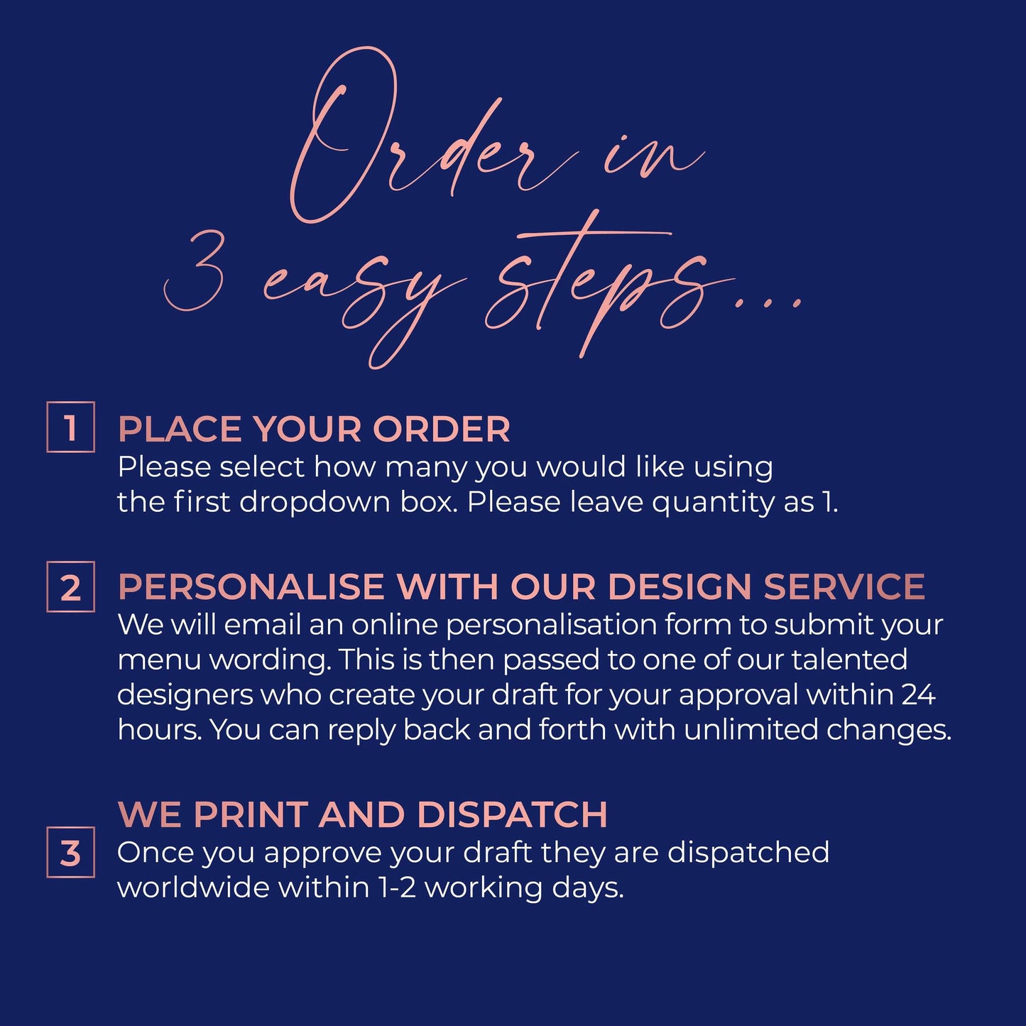 Personalised Wedding Menus – DL Size Menus | Olive Mediterranean Design