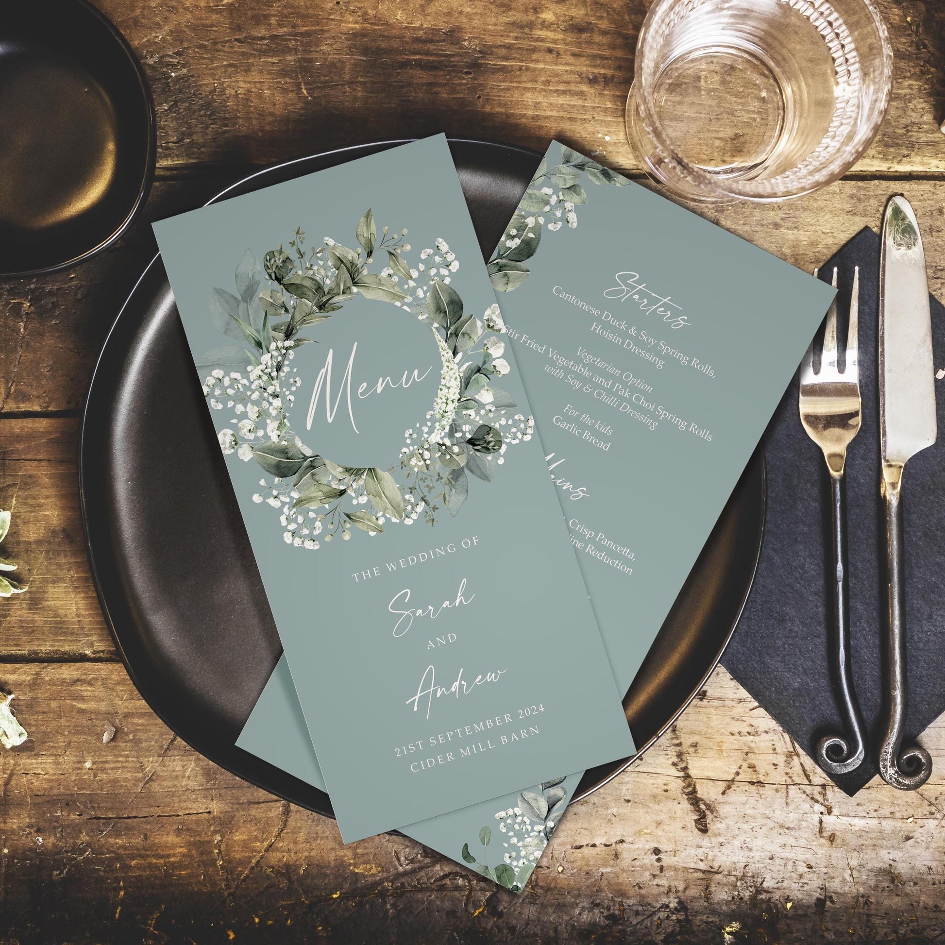 Baby's Breath Gypsophila wedding menus for venue decor and table decorations