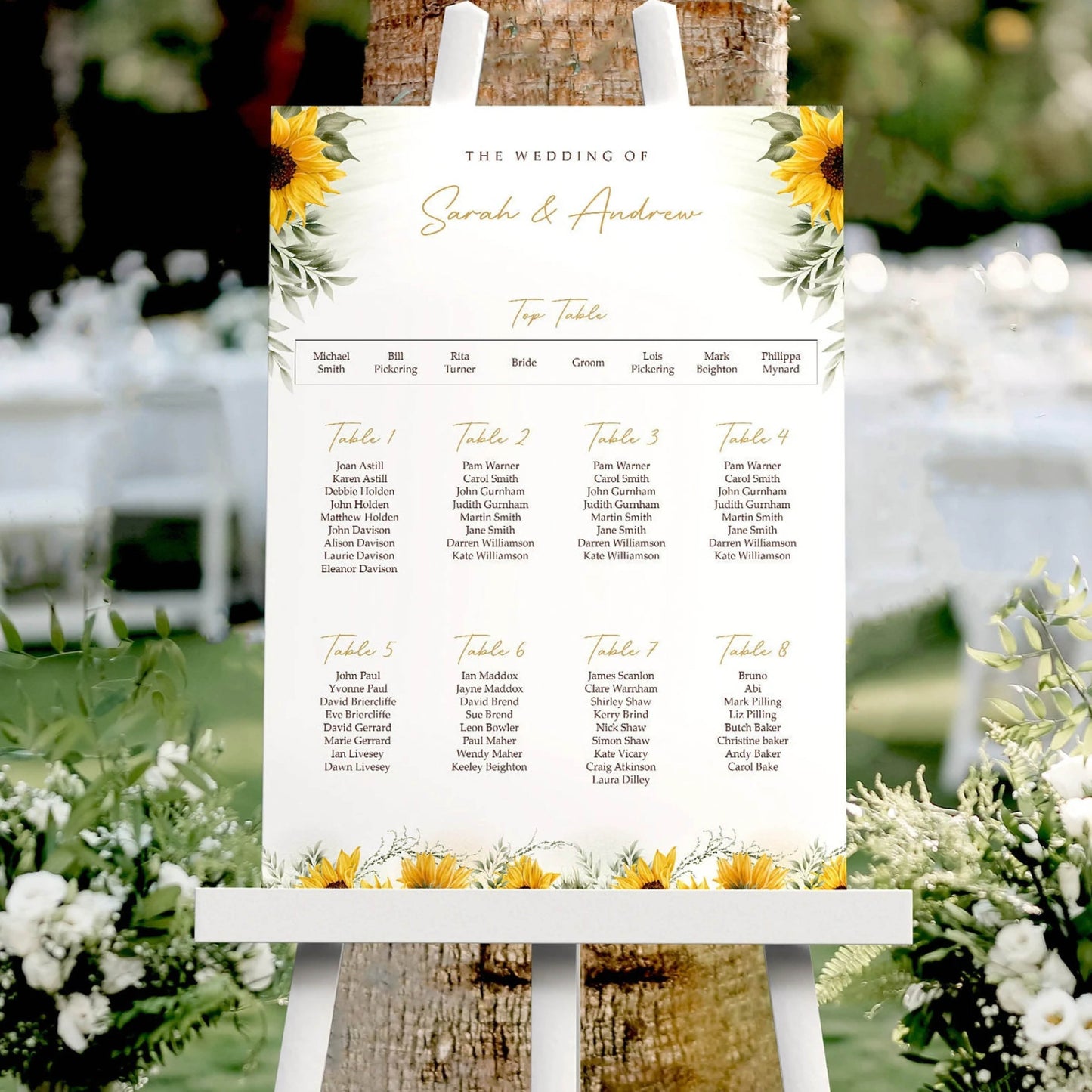 Sunflower Wedding Table Plan Wedding Seating Chart Sign
