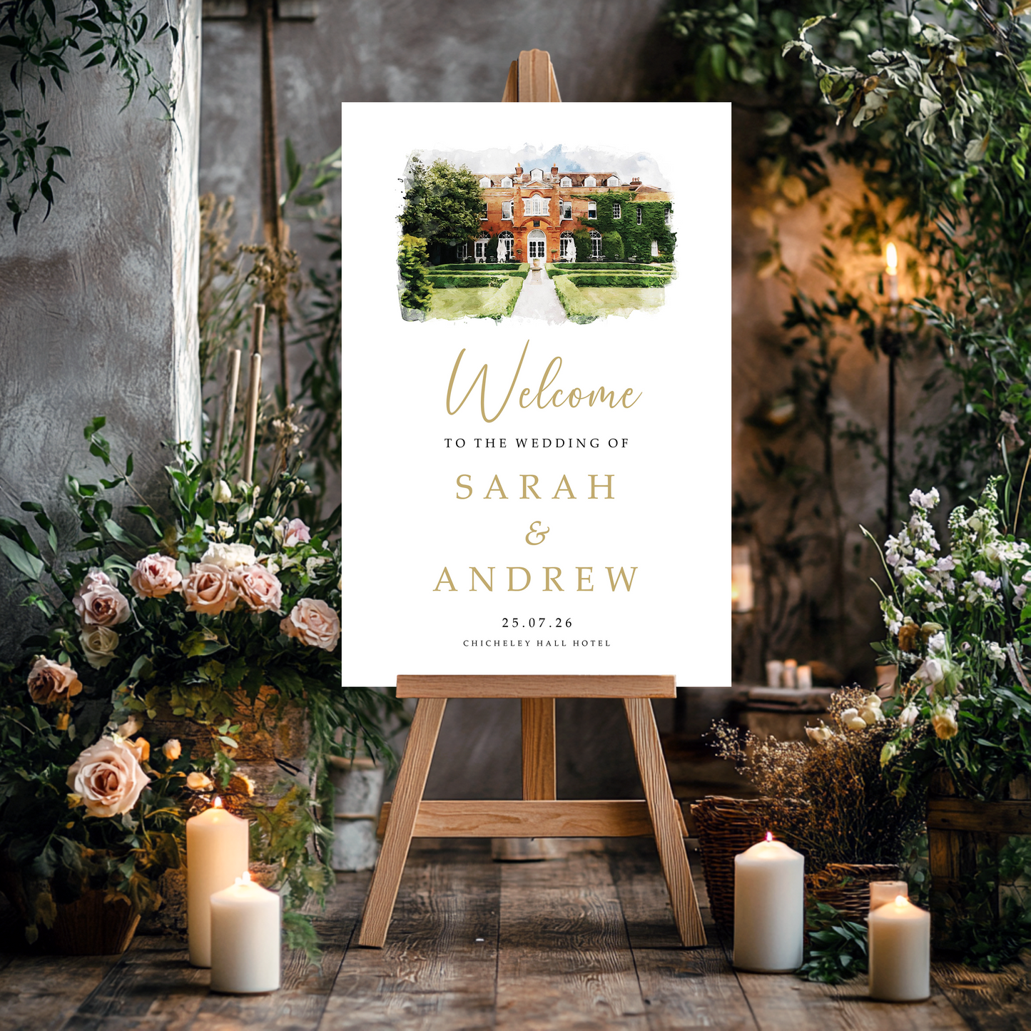 Watercolour Welcome Sign (Your own image)