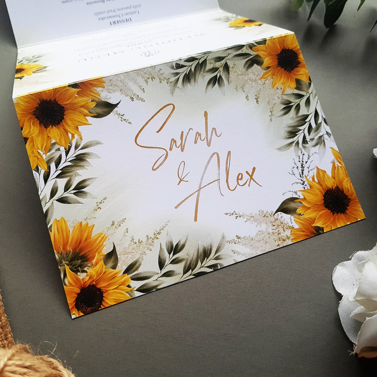 Sunflower Concertina Wedding Invitations