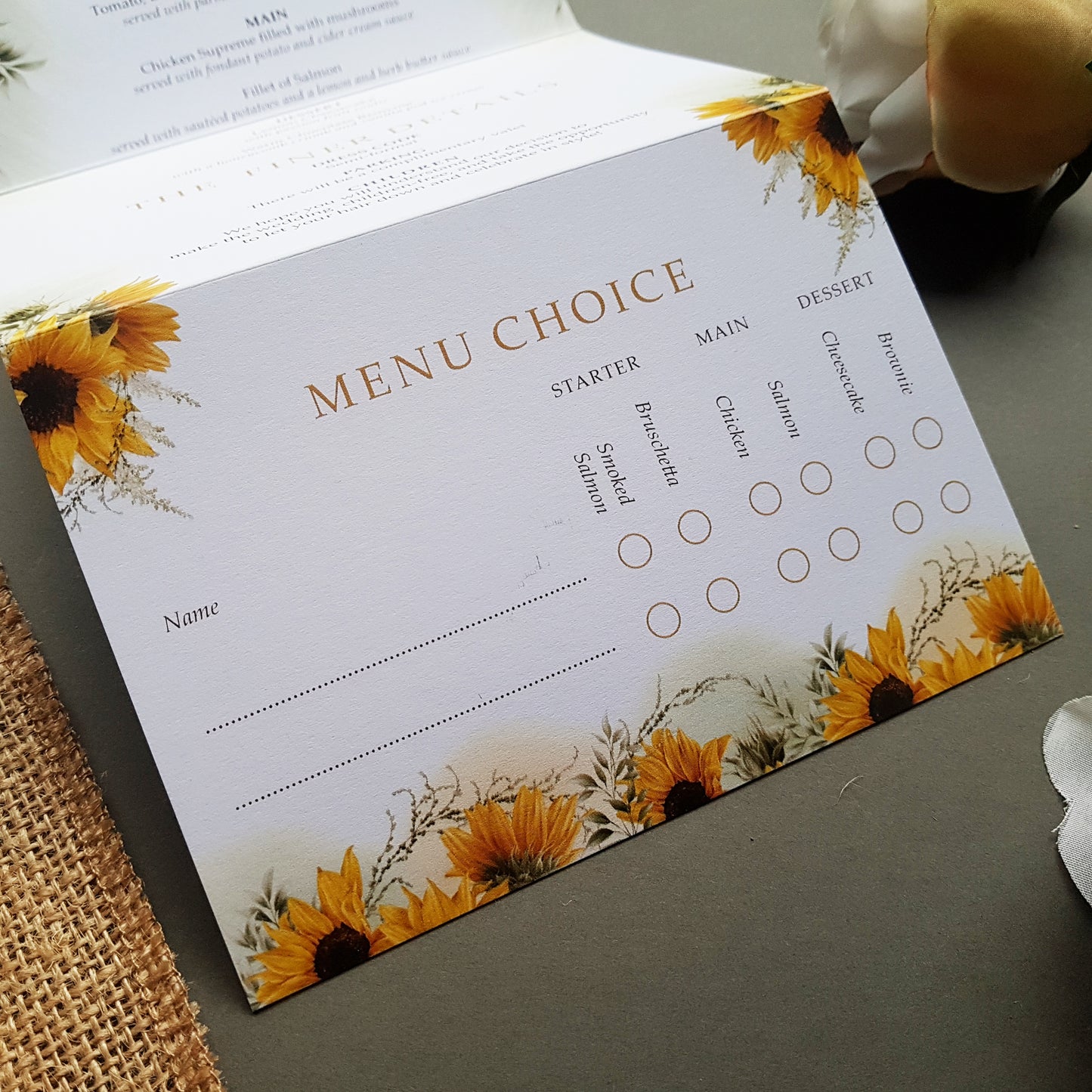 Sunflower Concertina Wedding Invitation Sample