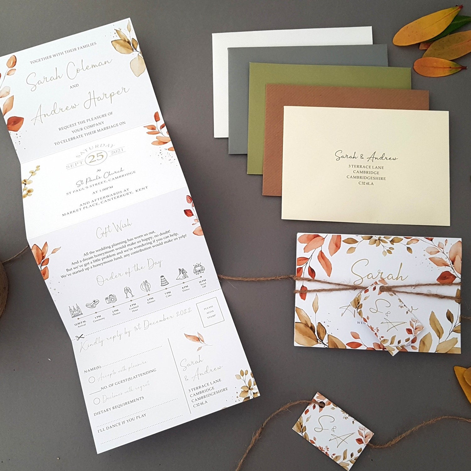 Autumn Concertina Wedding Invitations
