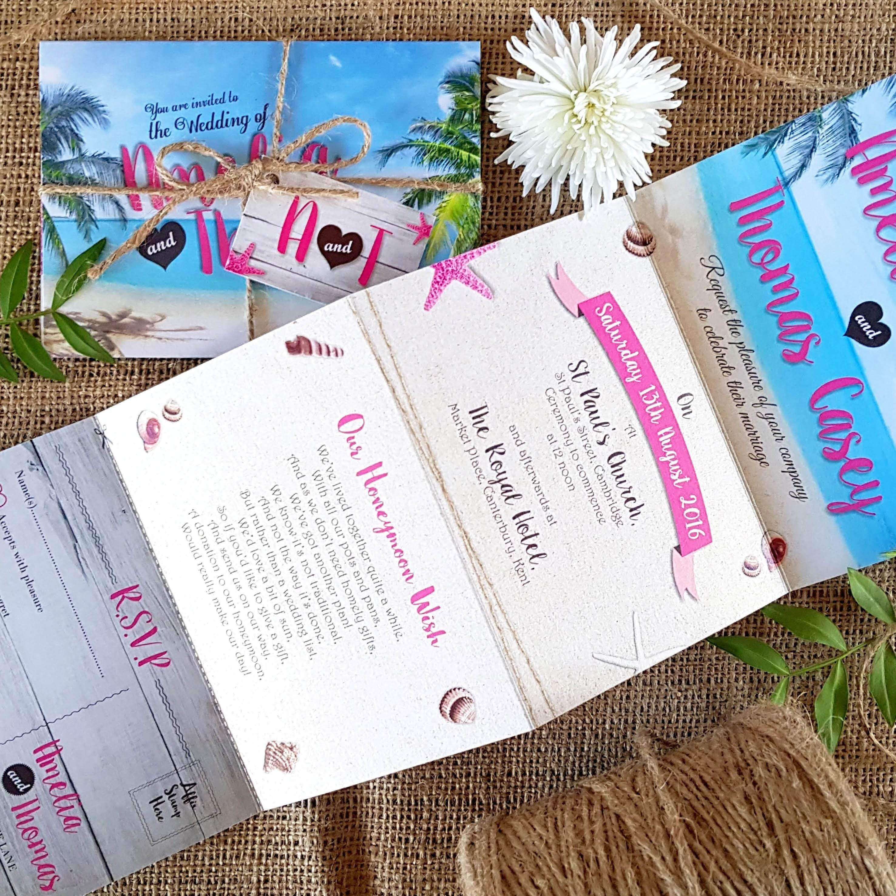 Beach wedding invitations sales