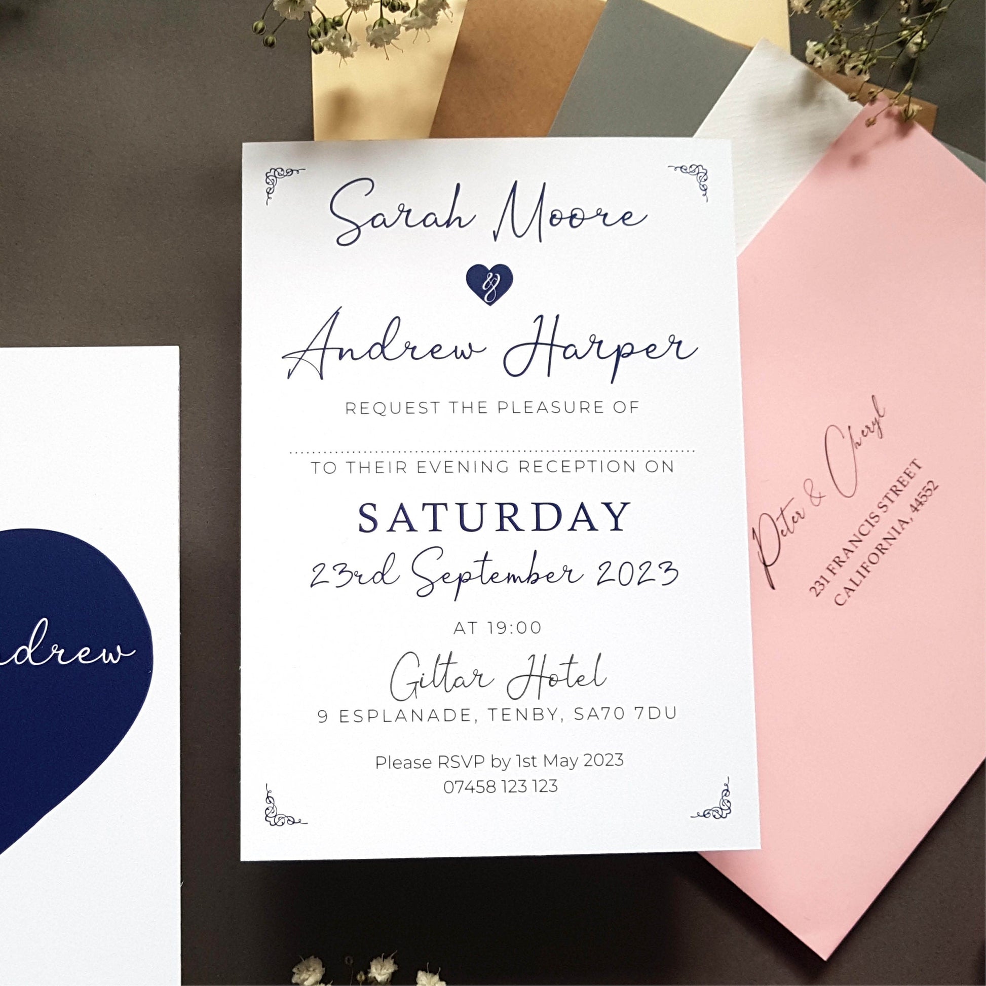 Blue Heart Evening Wedding Invitation