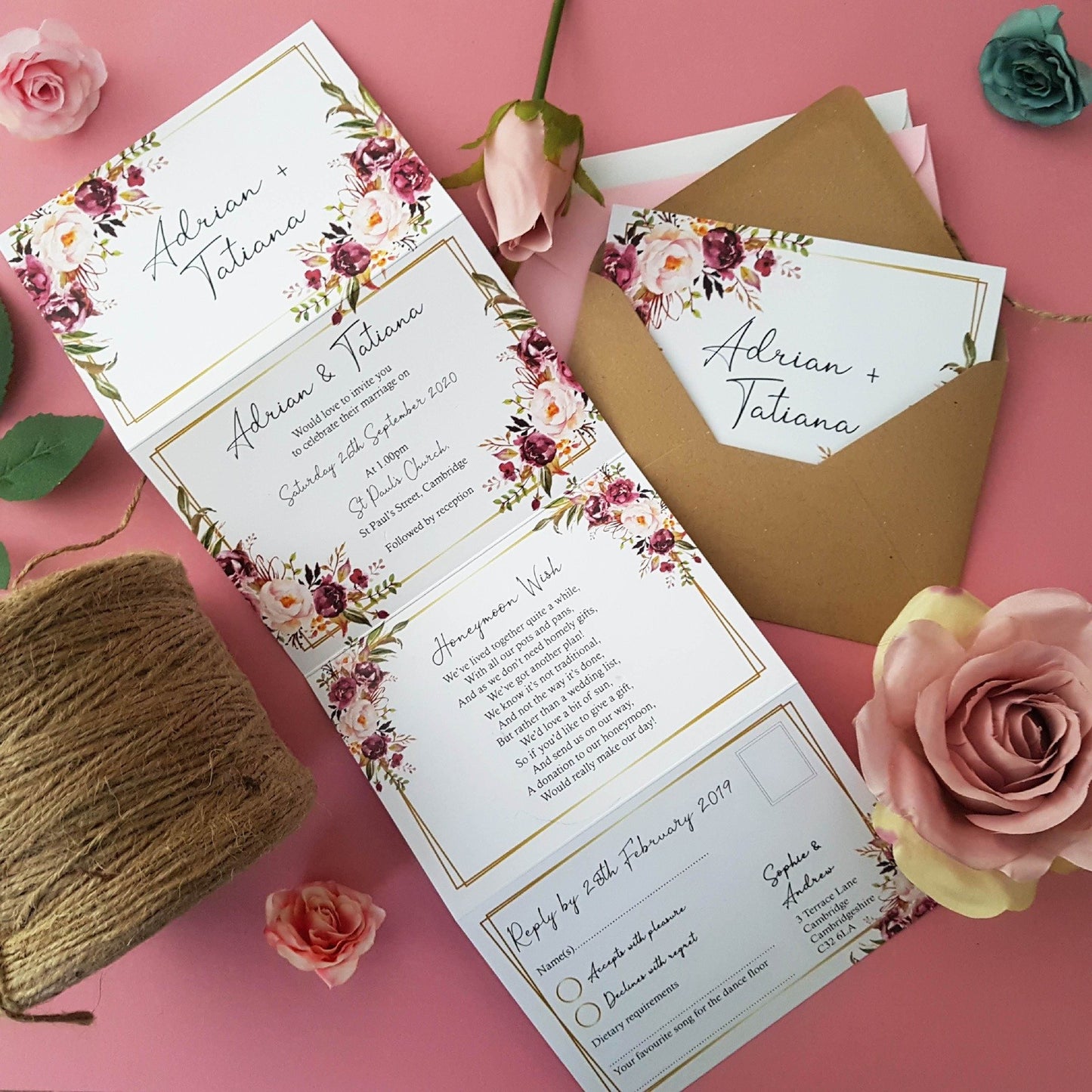 Blush Gold Wedding Invitation Sample
