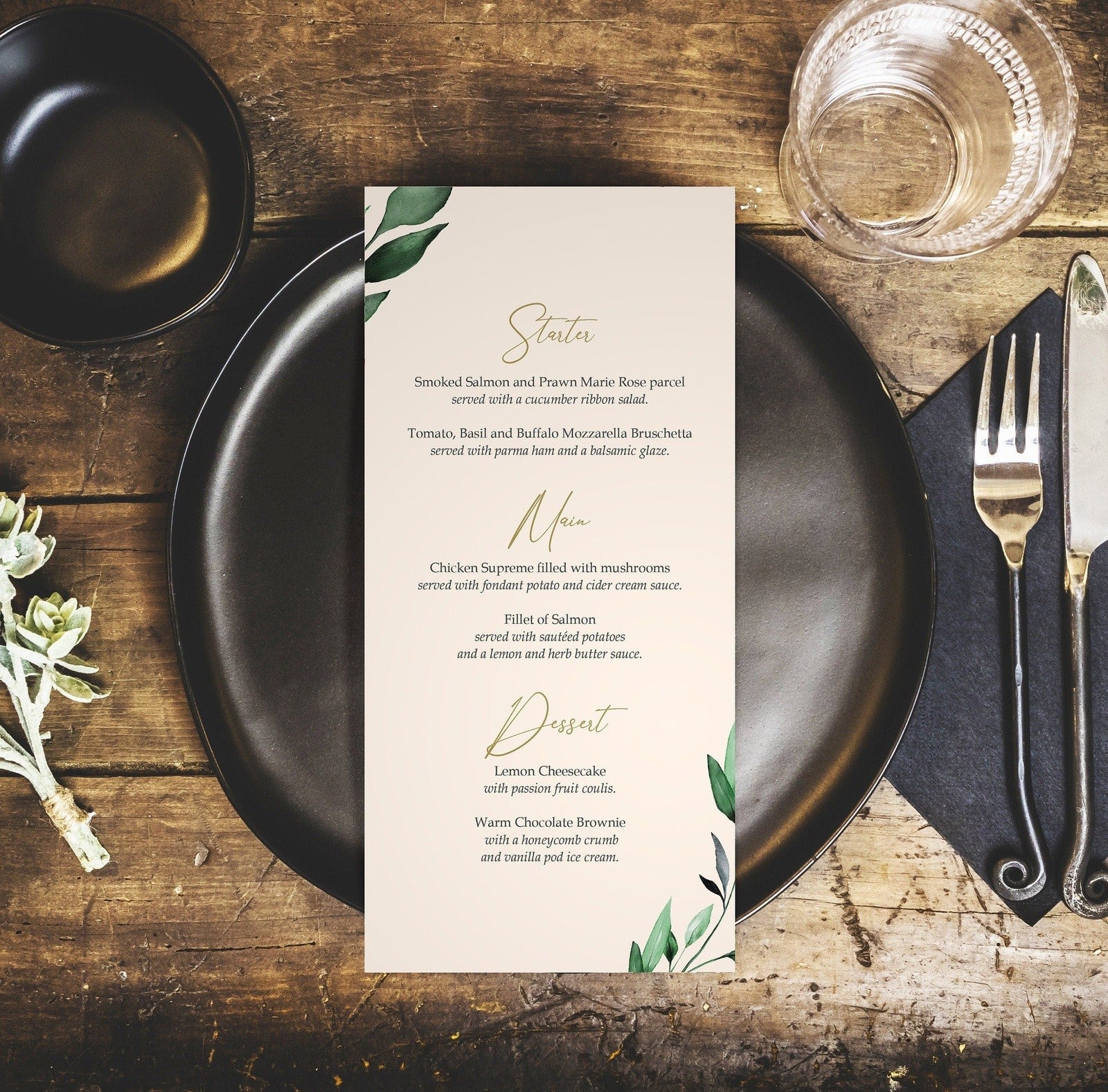 Botancial Personalised Wedding Menus