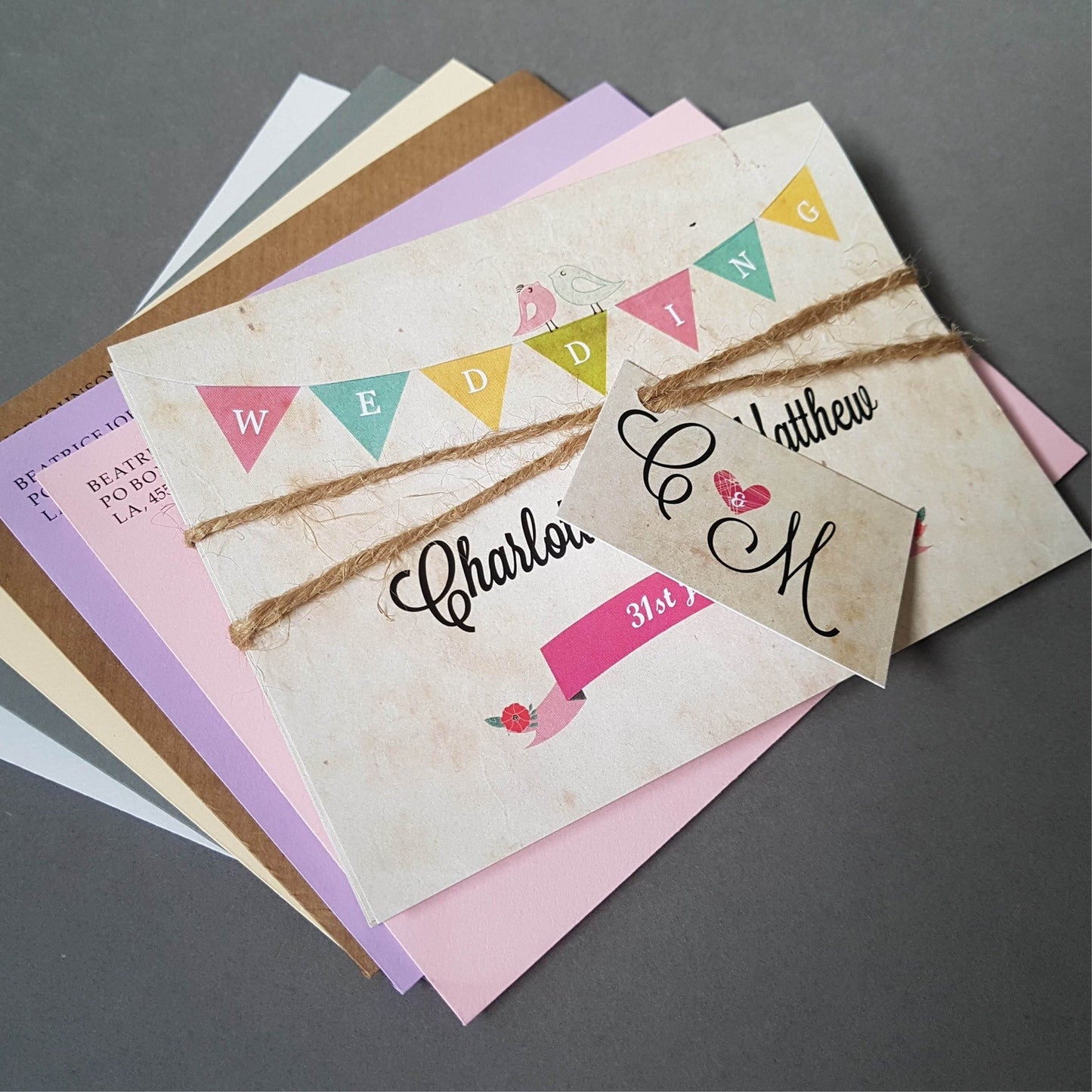 Bunting Concertina Wedding Invitations