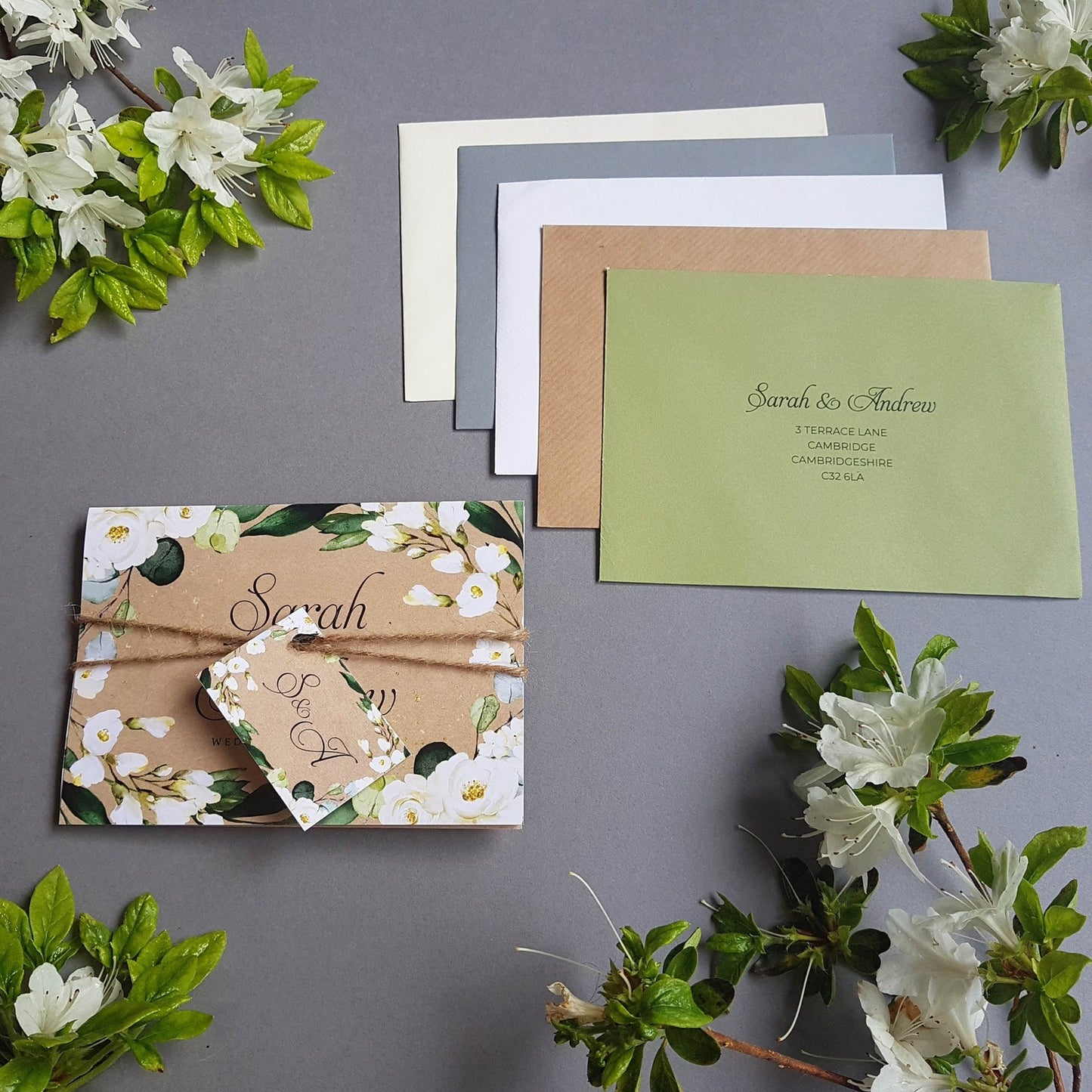 Eucalyptus Floral Concertina Wedding Invitations Sample