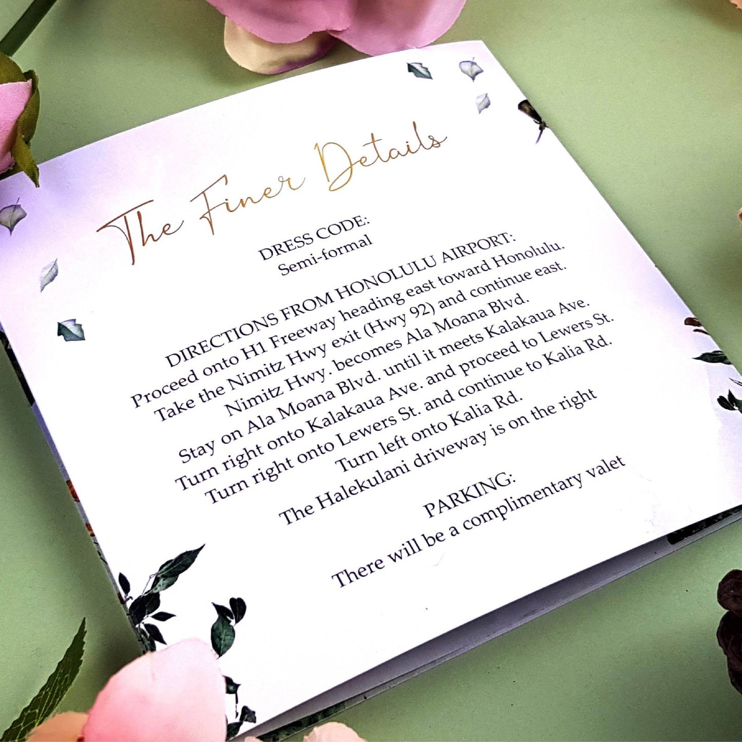 Forest Gold Wedding and Evening Invitation Sample