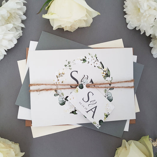 White Floral Concertina Wedding Invitations Sample
