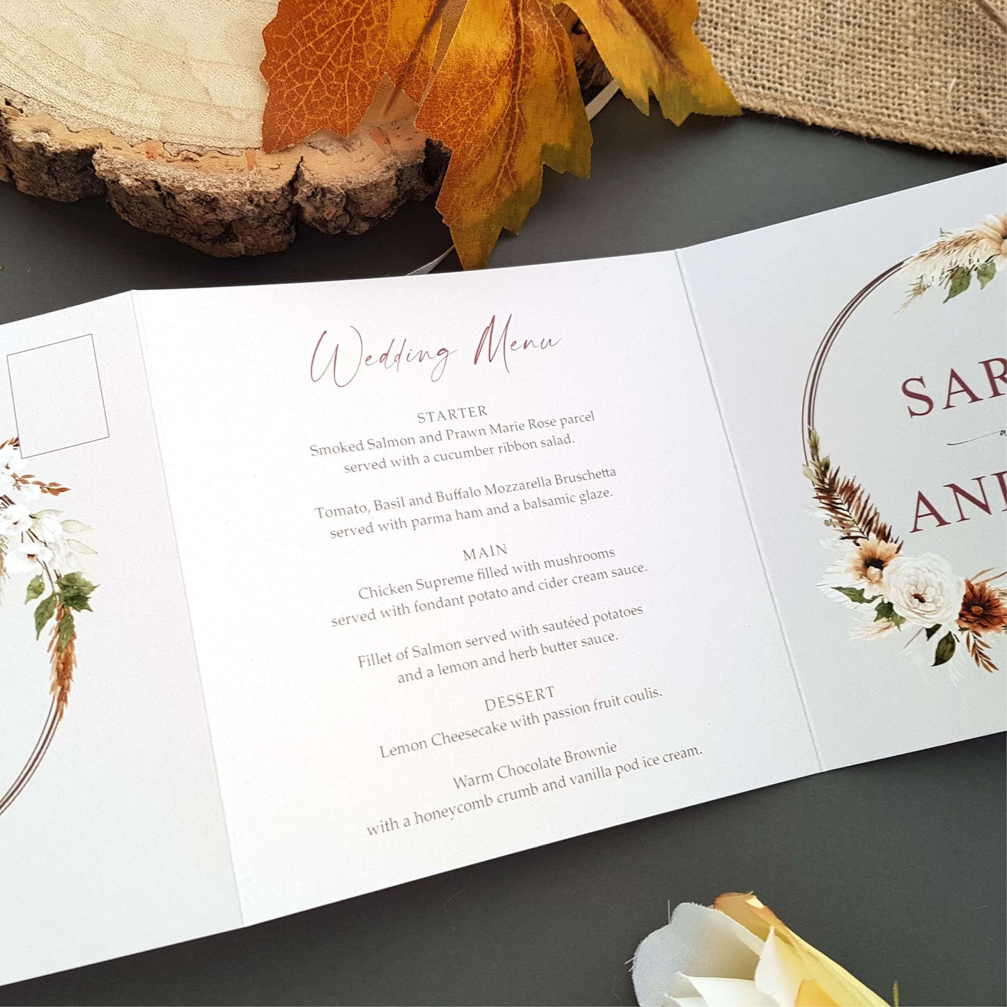 Boho Trifold Wedding Invitation Sample