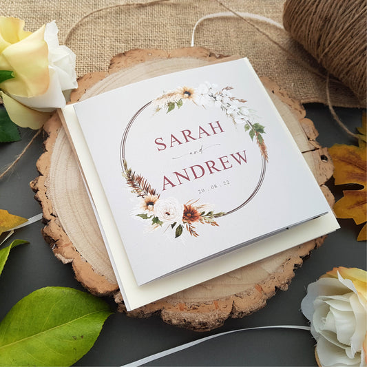 Boho trifold wedding invitation free samples UK
