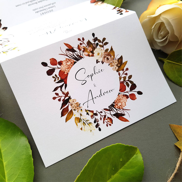 Bohemian Wedding Invitation - Boho Autumn Florals