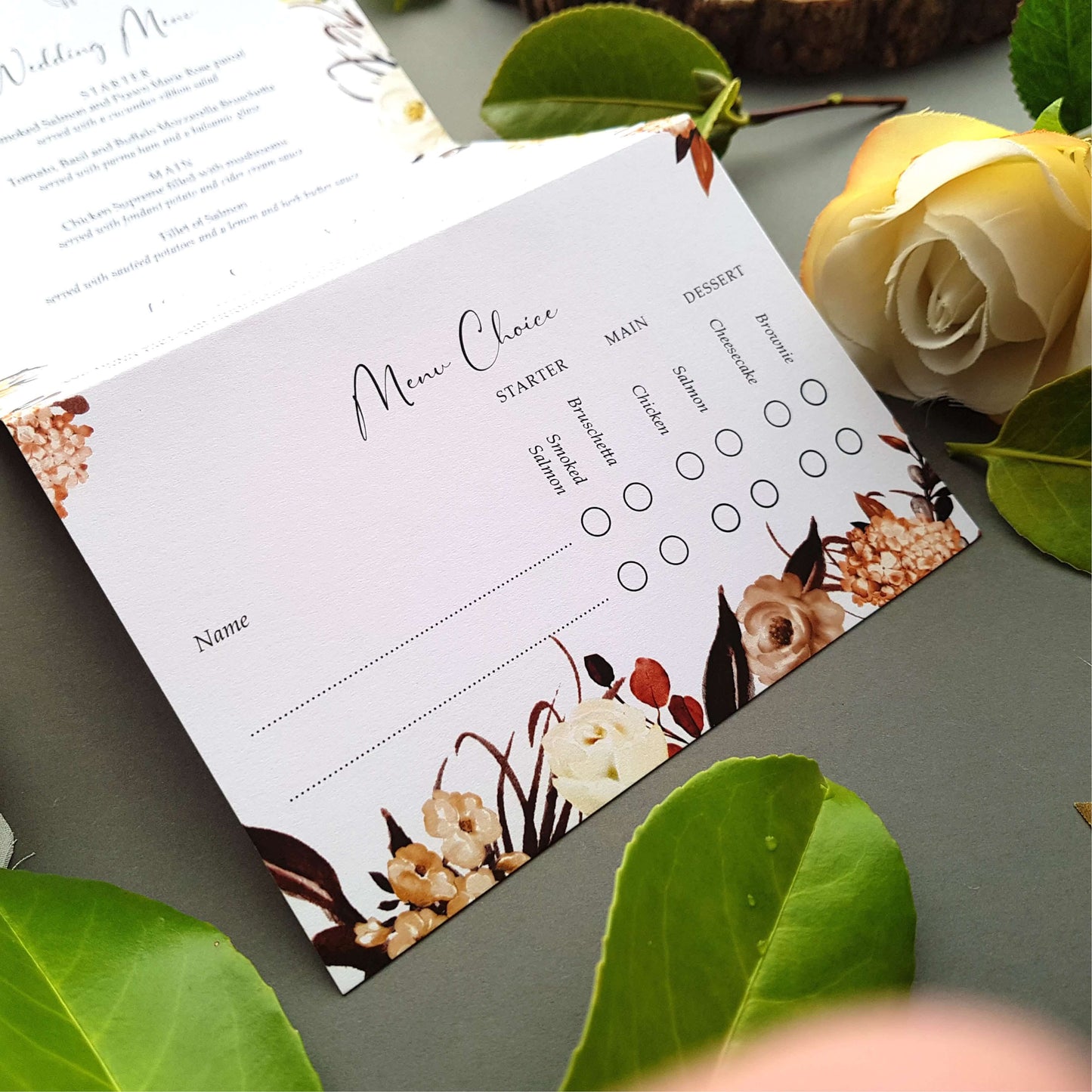 Bohemian Wedding Invitation - Boho Autumn Florals