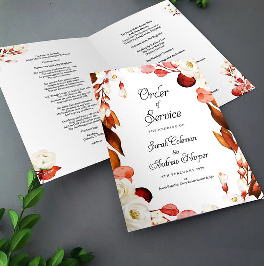Autumn Fall Order of Service Booklets for Weddings