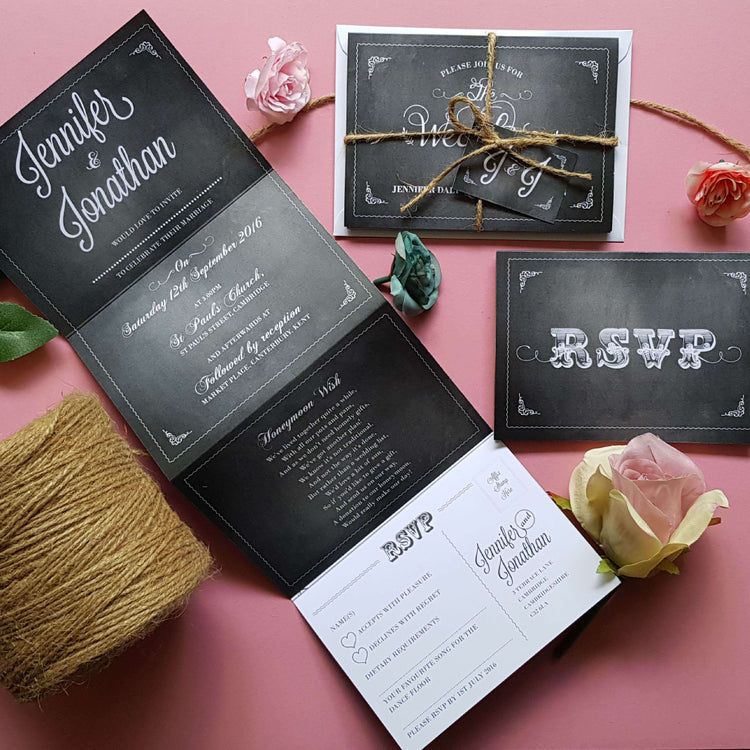 Classic Blackboard Concertina Wedding Invitations Package