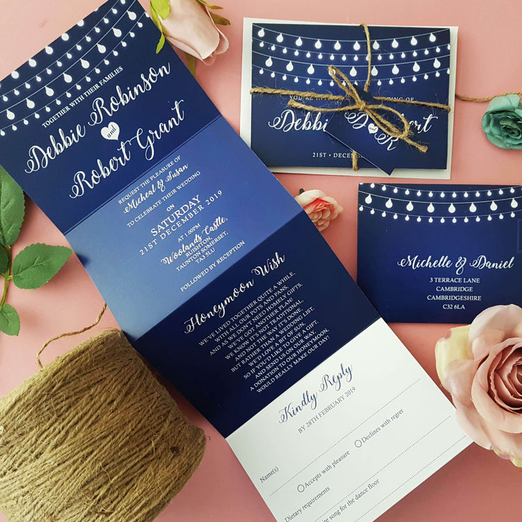 Fairy Lights Concertina Wedding Invitations Package
