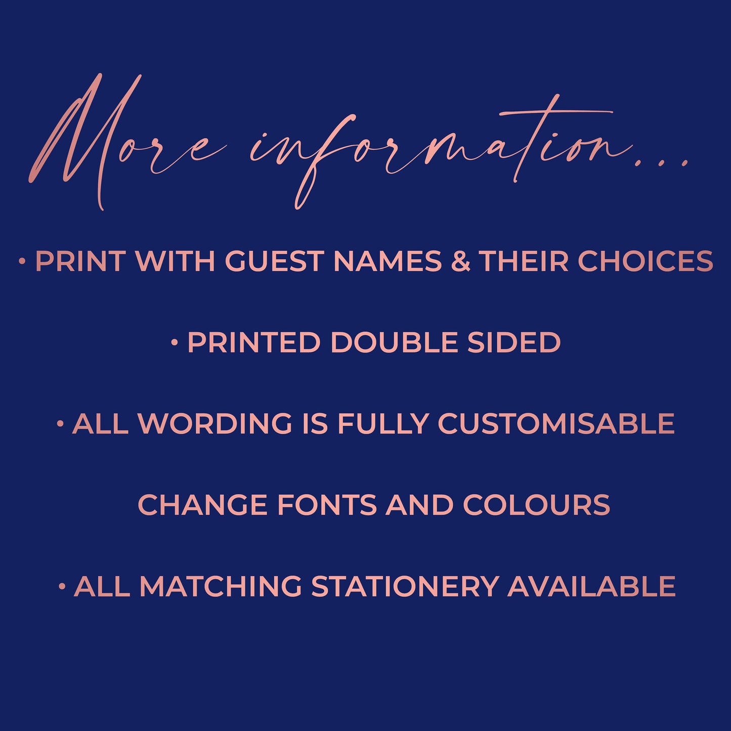 Autumn Floral Wedding Menus - Personalised DL Size Menus With Copper Border