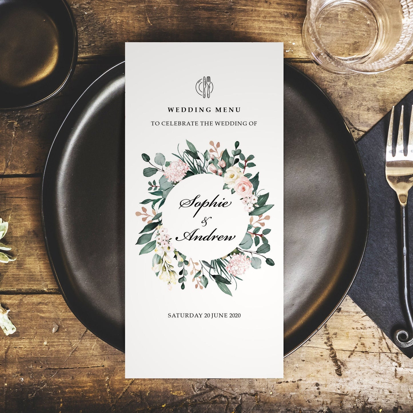 Wild Flower Wedding Menus – Personalised DL Size Menus