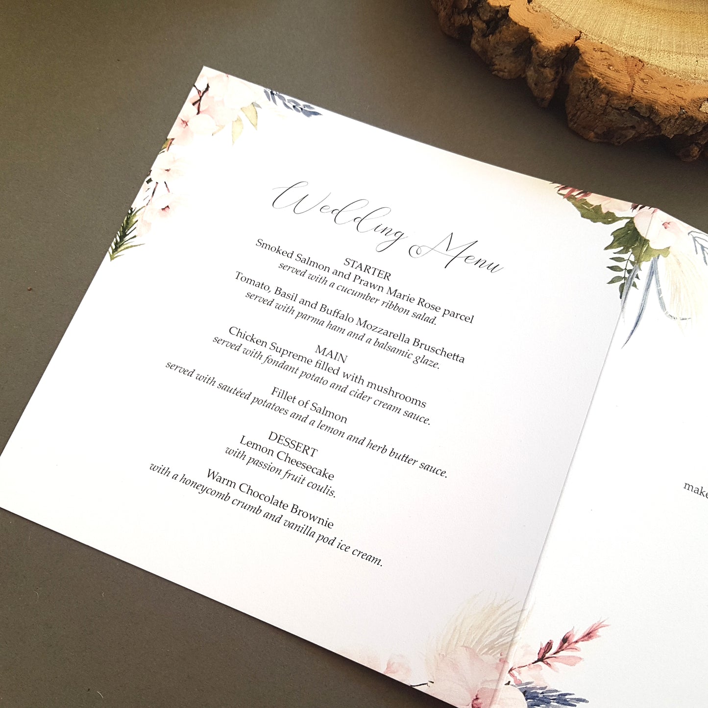 Blue Pink Boho Trifold Wedding Invitations - Bohemian Style