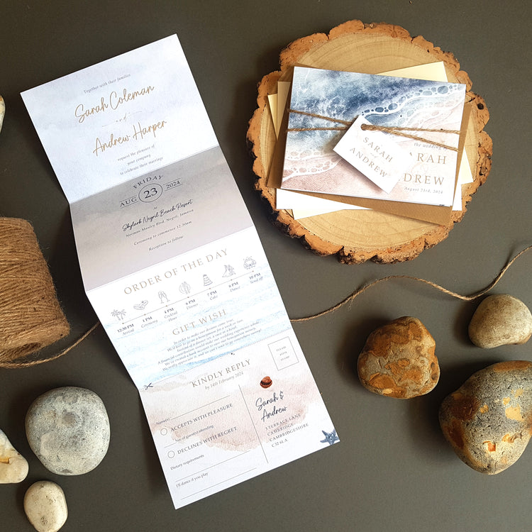 beach wedding invitations suitable for a destination wedding