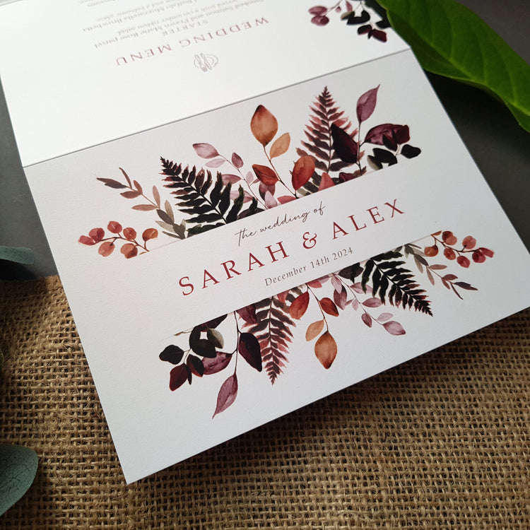 Burgundy Hues Concertina Wedding Invitations Sample