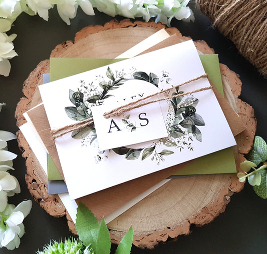 Baby's breath Gypsophila wedding invitations with envelopes