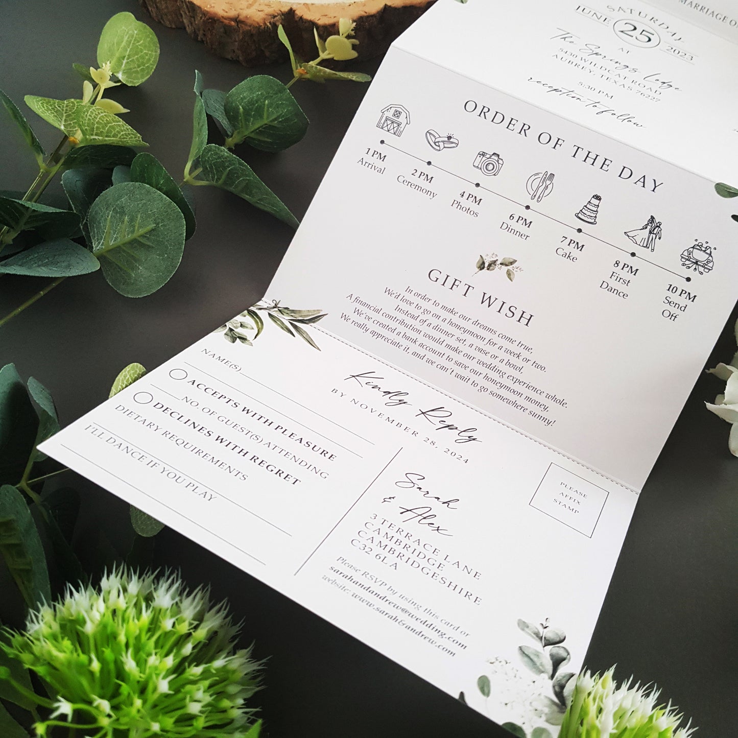 Baby's Breath Concertina Wedding Invitations