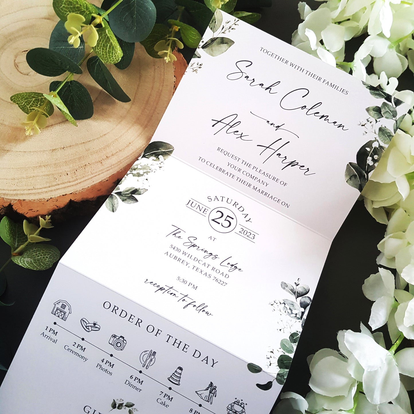 Baby's Breath Concertina Wedding Invitations