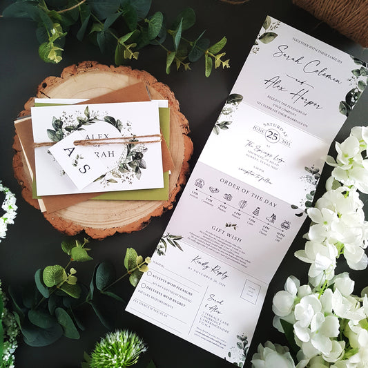 Baby's Breath Concertina Wedding Invitations