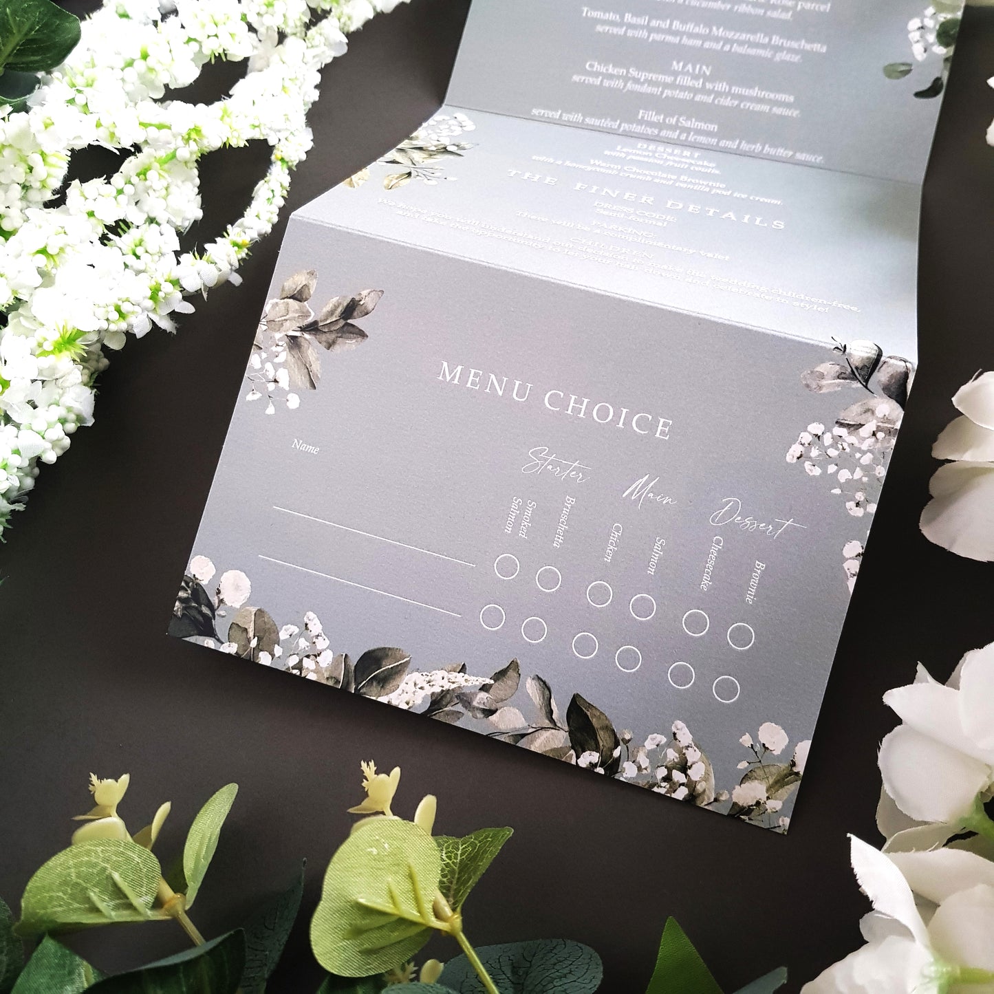 Blue Baby's Breath Concertina Wedding Invitations