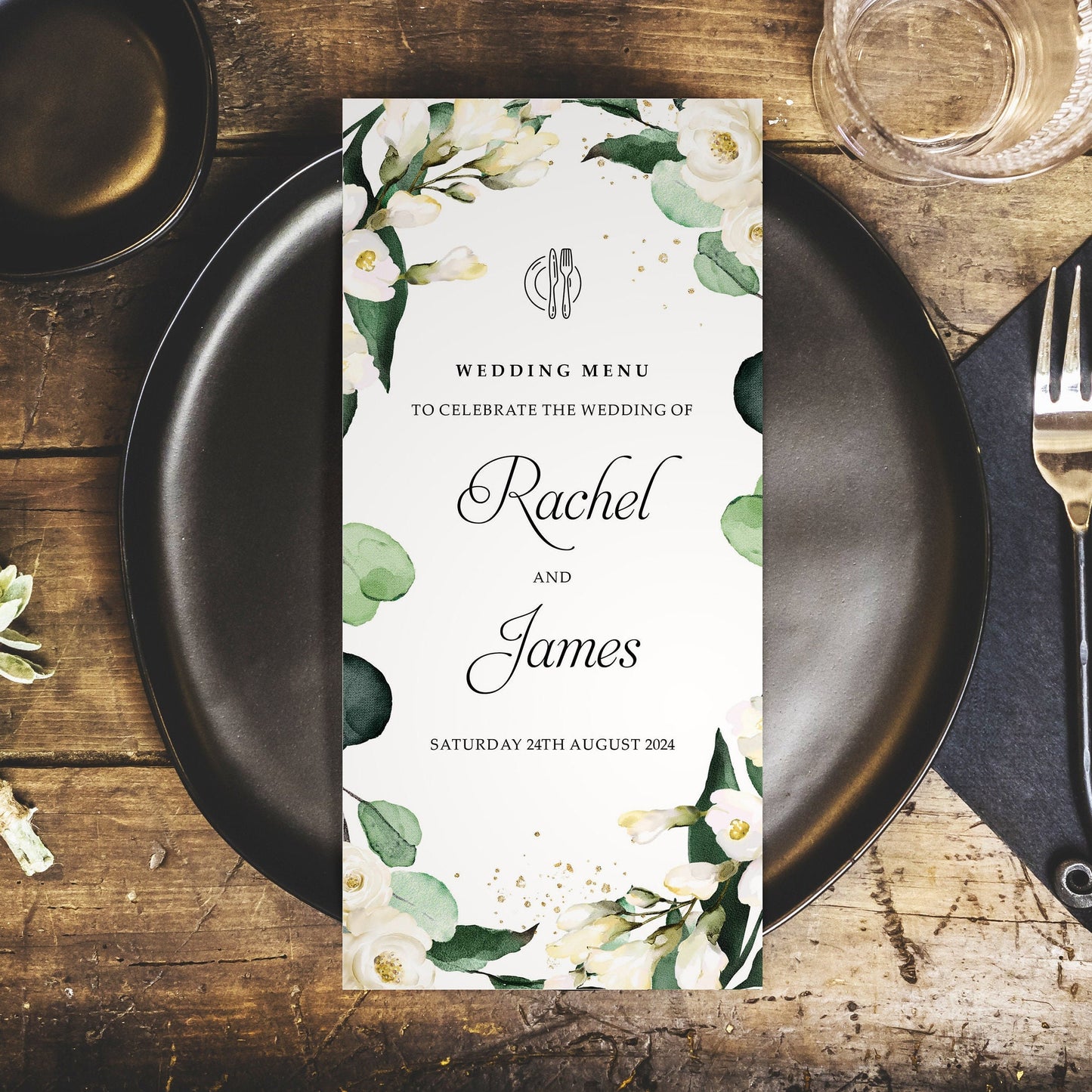 Personalised Wedding Menus – DL Size Floral Menu Cards