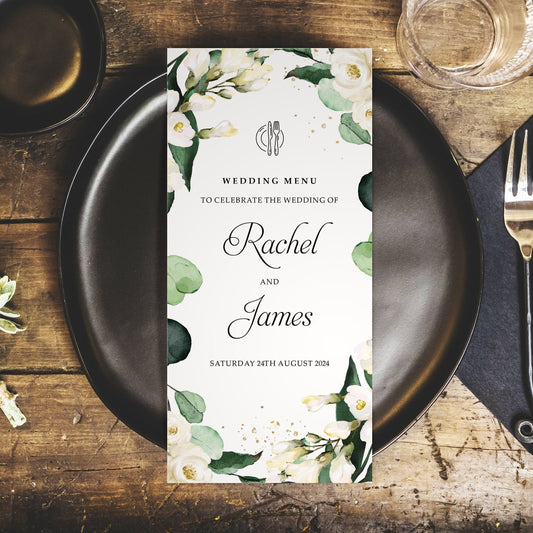 Personalised Wedding Menus – DL Size Floral Menu Cards