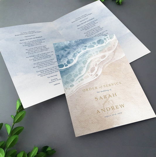 Beach Sand & Sea Order of Service for Weddings