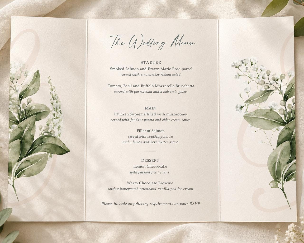 Baby's Breath Wedding Invitations Personalised Gatefold Design