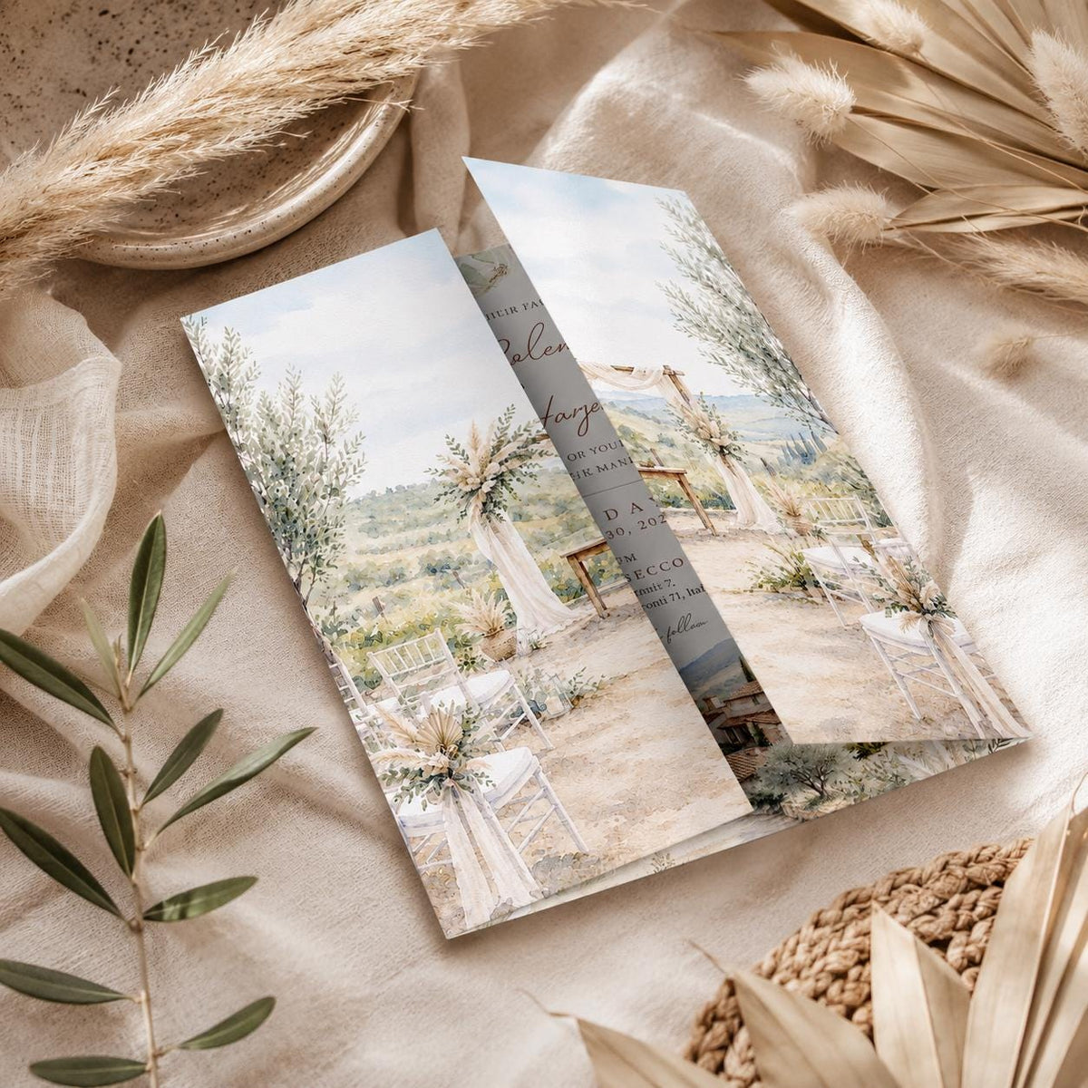 Boho Watercolour Wedding Invitation