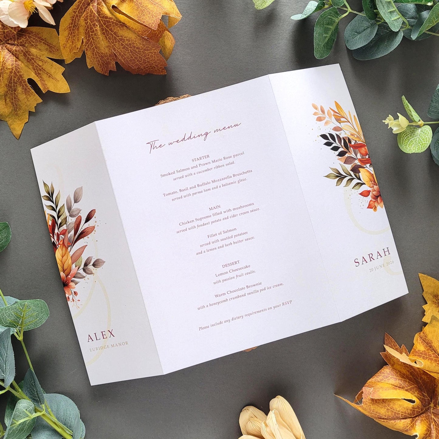 Autumn Wedding Invitations Vibrant Gatefold Style Sample
