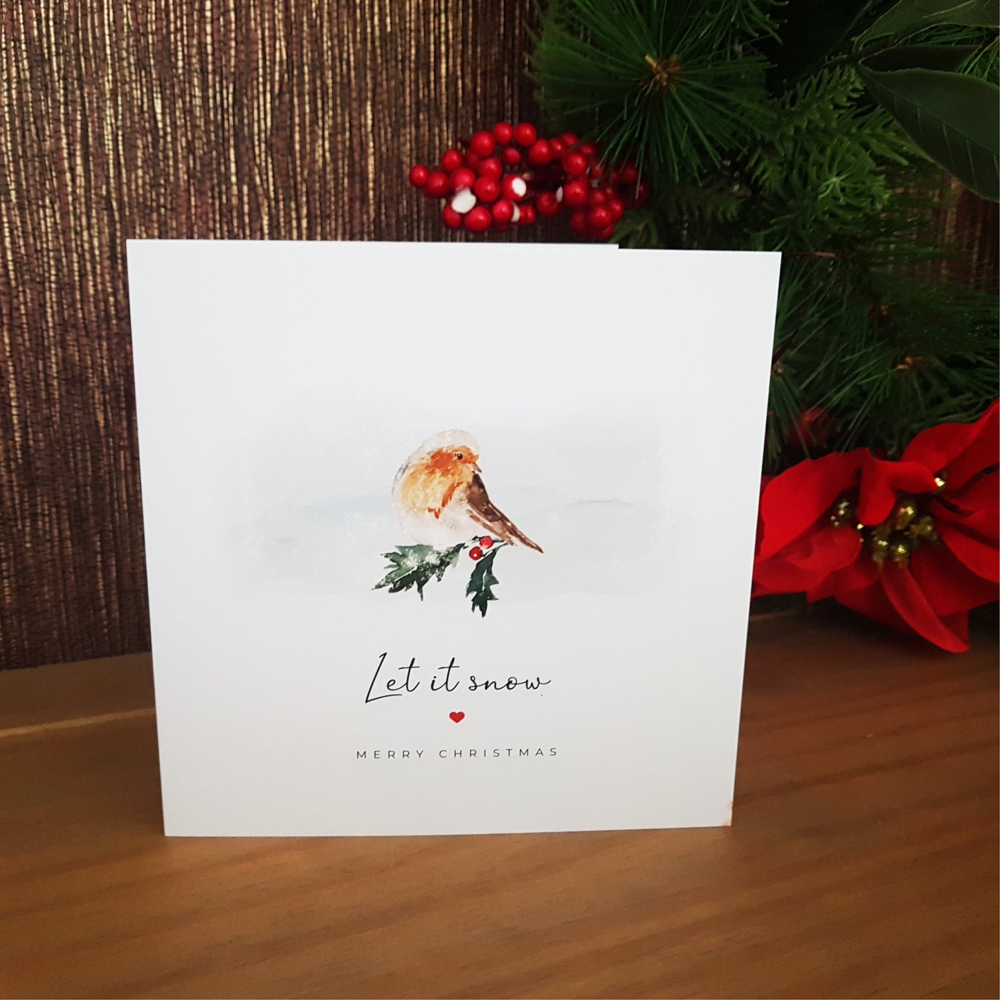 Handmade Christmas Cards - Set of 6 Folded Xmas Cards With Kraft Envelope Set