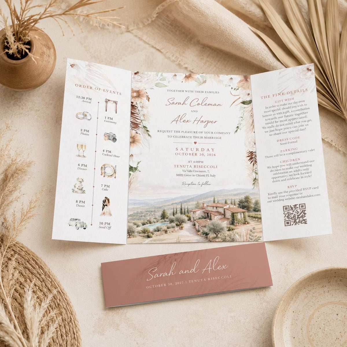 Boho Watercolour Wedding Invitation