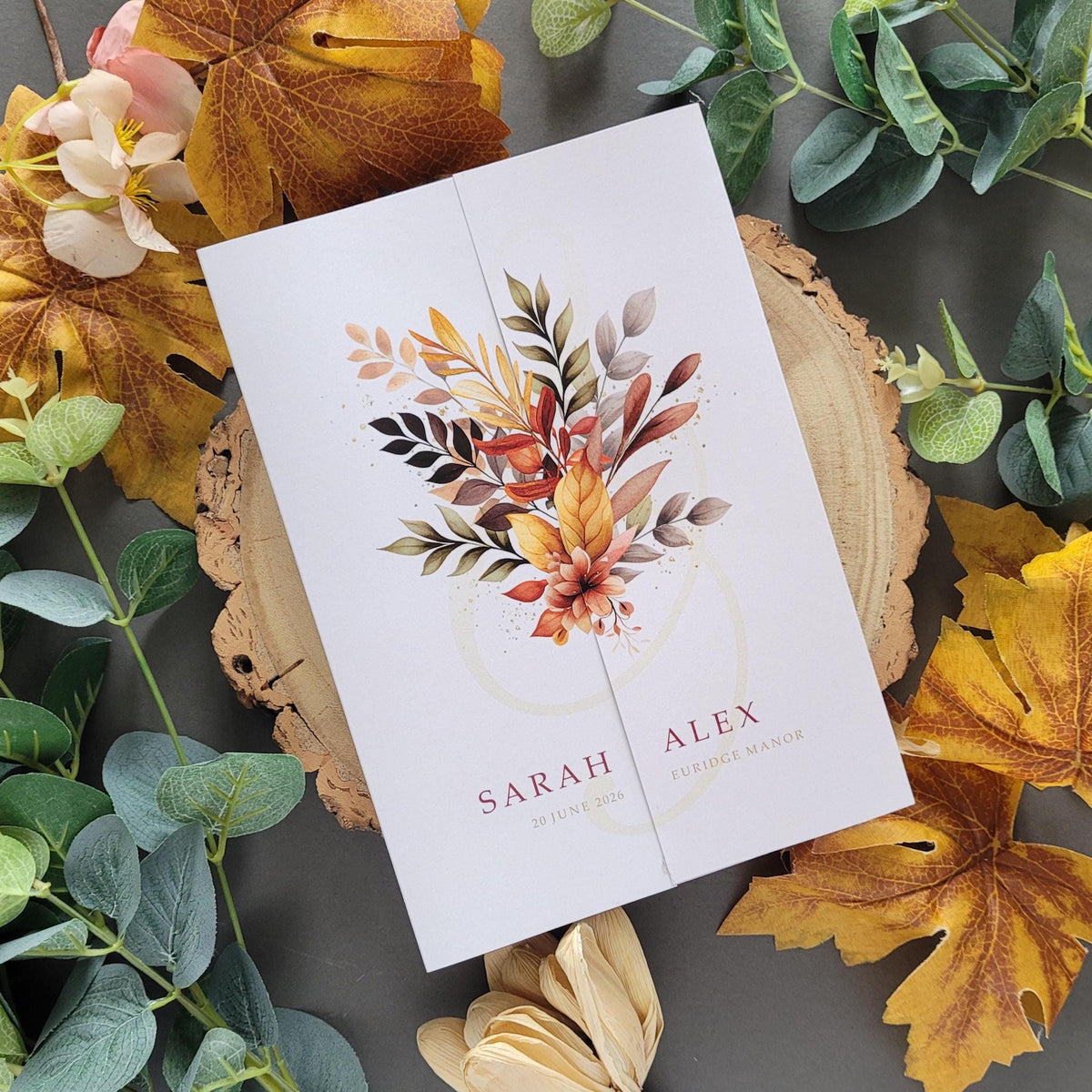 Autumn Wedding Invitations Vibrant Gatefold Style Sample