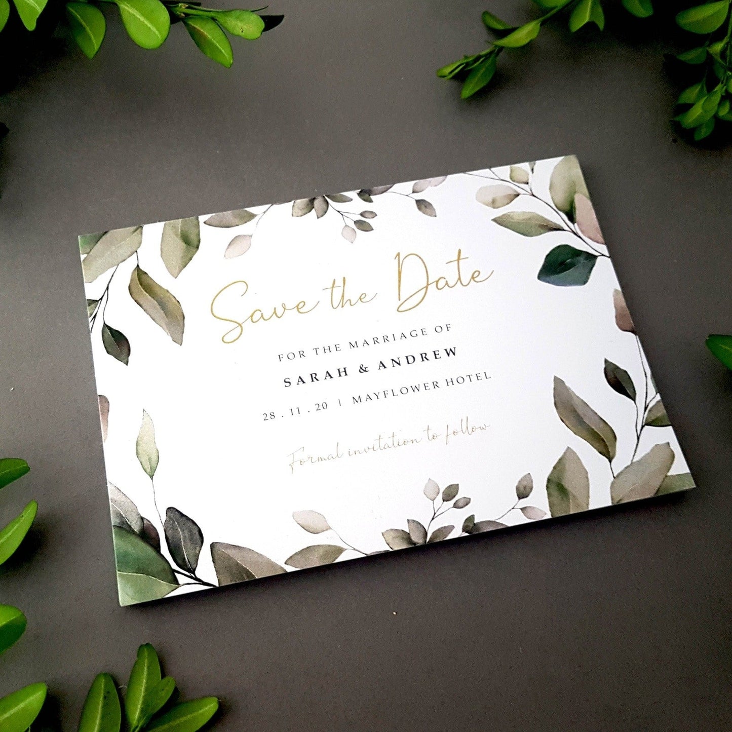 Eucalyptus save the date cards